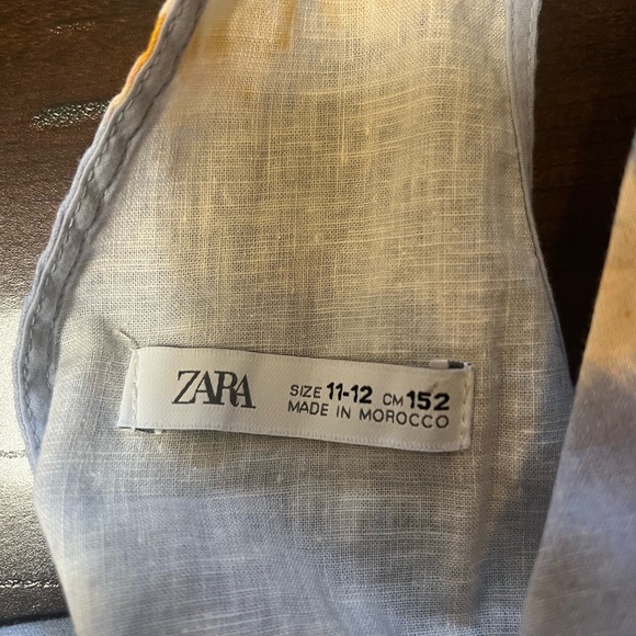 Zara Floral V-Neck Blouse - Blue and Orange - Picture 3 of 3